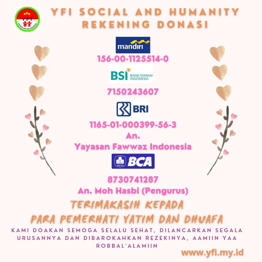 Silahkan Transfer donasi anda ke rekening yayasan yang kami cantumkan, lalu konfirmasi ke whatsapp center, terimakasih